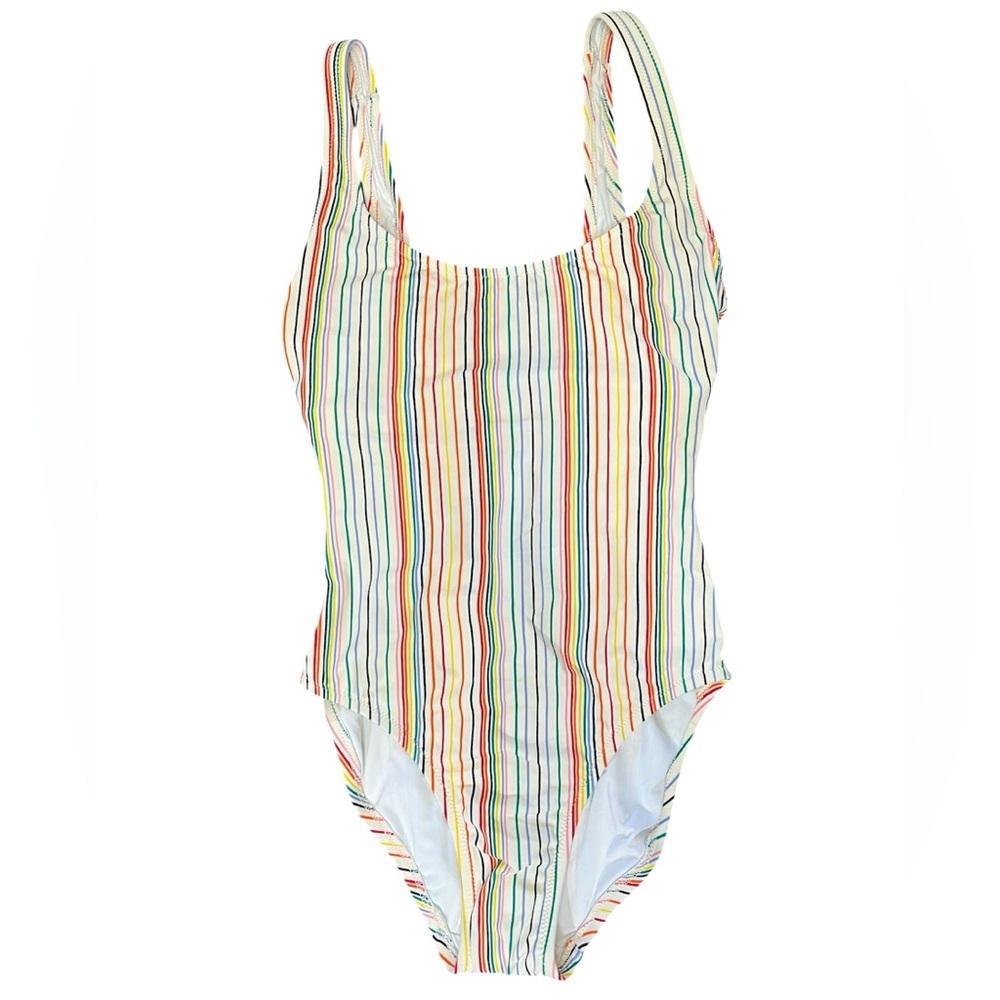 Madewell Second Wave Tank One-Piece Swimsuit in Rainbow Stripe NWOT